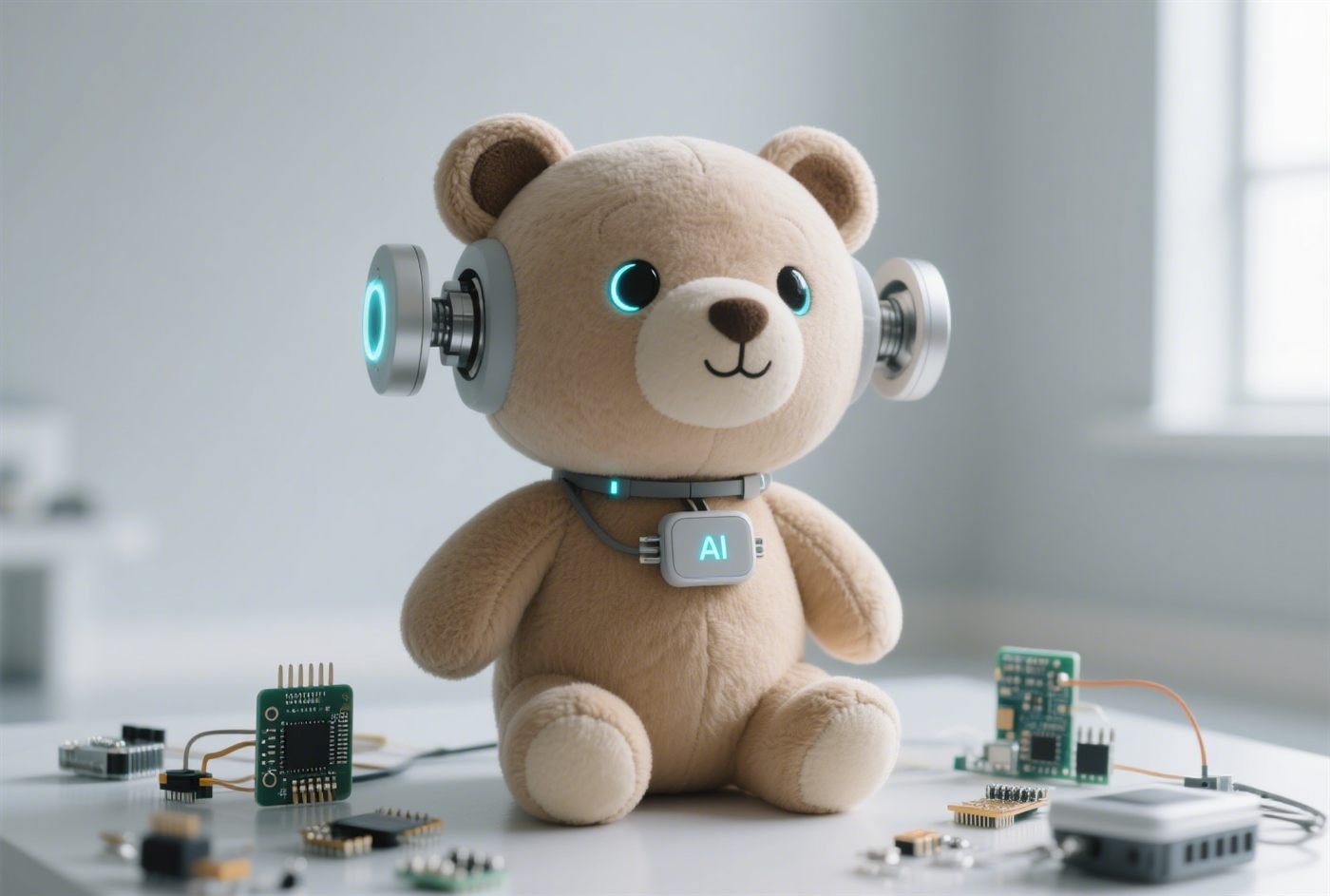 AI smart plush toy with a removable speaker and microphone module